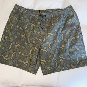 Toad&Co Men's Boundless Mens Cactus Print Green Shorts XXL